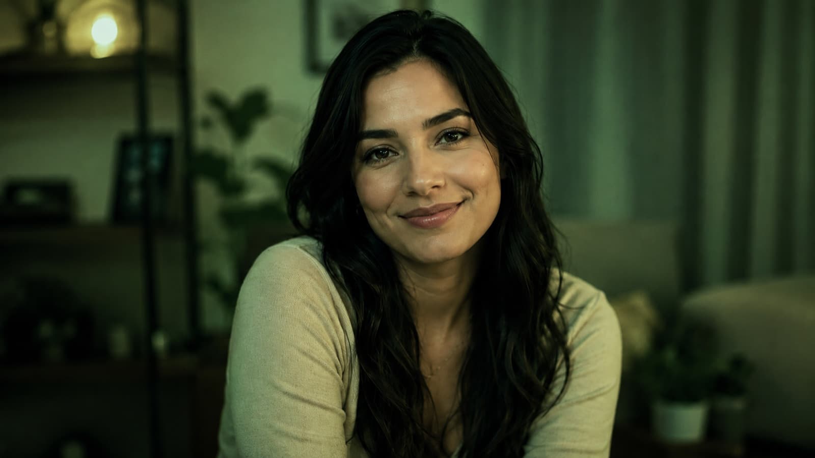 O mesmo retrato com look verde estilizado