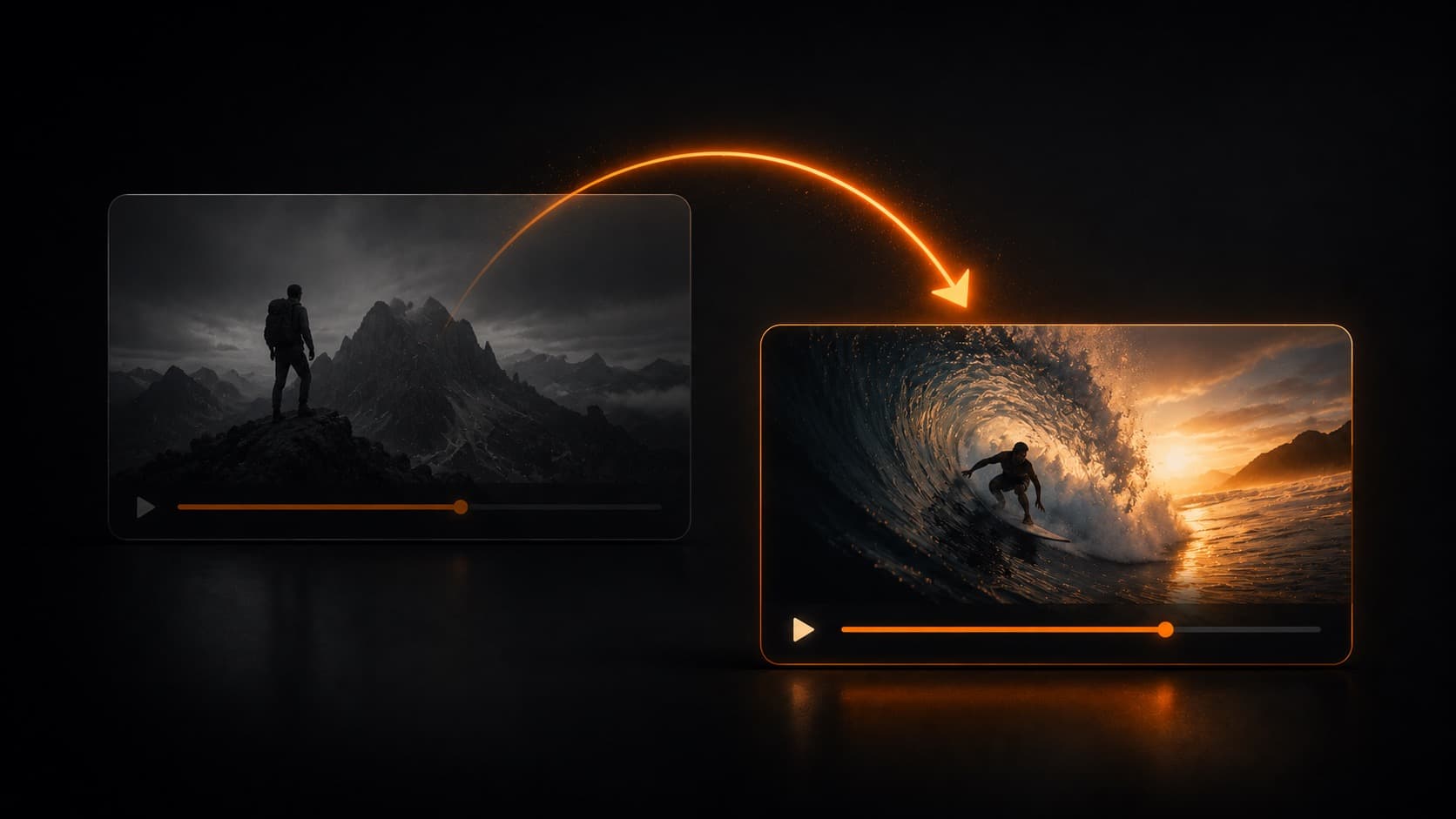Um vídeo lançando o espectador, por um arco, para o próximo vídeo