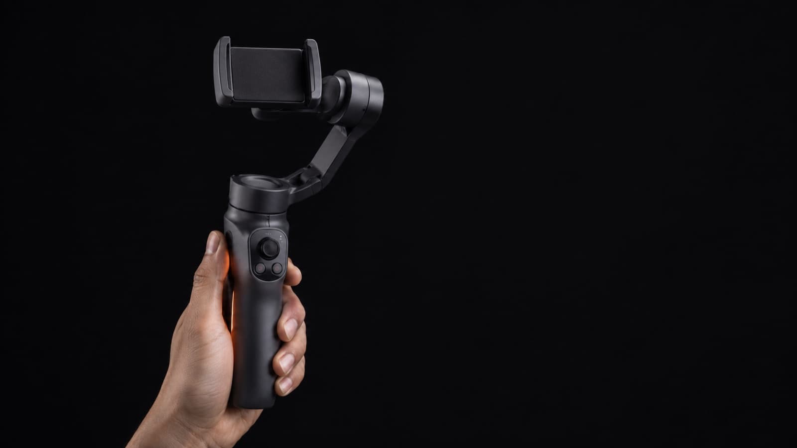 Estabilizador (gimbal) de celular compacto, segurado com uma mão
