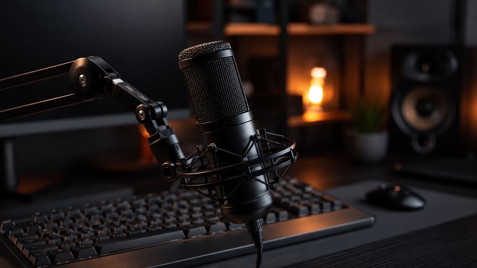 Microfone USB de mesa em braço articulado
